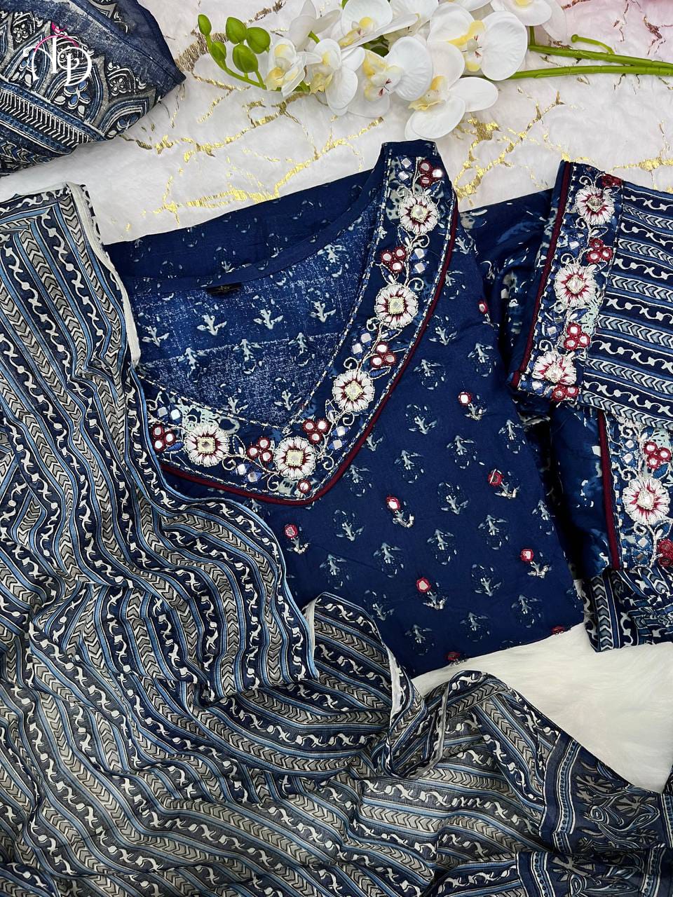 Akshar Designer Afghani Style Cotton Kurti With Bottom Dupatta Wholesale Market In Surat
